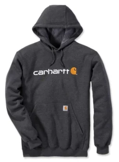 Trui Carhartt Men Signature Logo Hooded Sweatshirt Carbon Heather