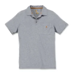 Polo Carhartt Men Force Cotton Delmont Pocket Heather Grey