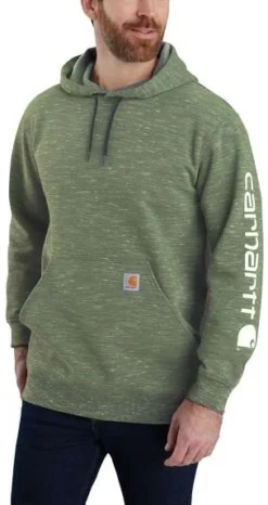 Trui Carhartt Men Sleeve Logo Hooded Sweatshirt Elm Space Dye