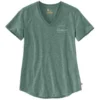 T-Shirt Carhartt Women Lockhart Graphic V-Neck Musk Green Heather Nep