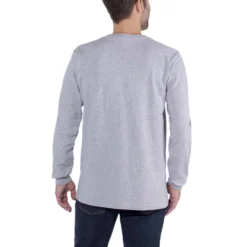 T-Shirt Carhartt Men Core Logo L/S Heather Grey -Carhartt Werkout Verkoopwinkel 3 EU 104107 HGY AVB