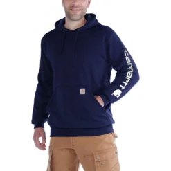 Trui Carhartt Men Sleeve Logo Hooded Sweatshirt New Navy -Carhartt Werkout Verkoopwinkel 3 EU K288 472 M