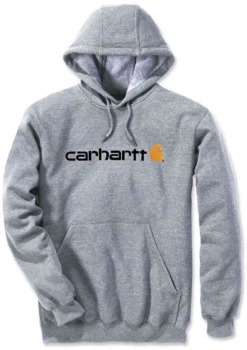 Trui Carhartt Men Signature Logo Hooded Sweatshirt Heather Grey