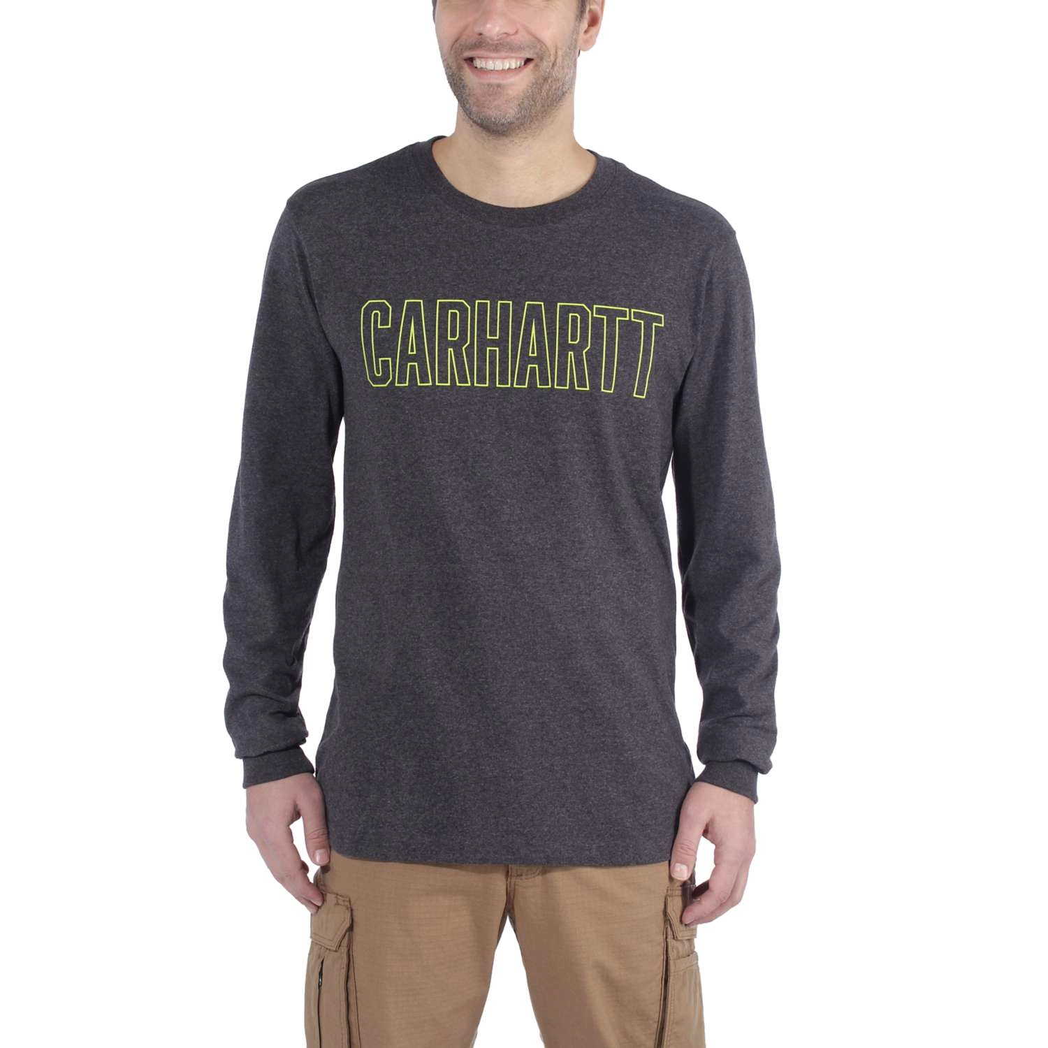 Shirt Carhartt Men Block Logo L/S Carbon Heather 2 Shirt Carhartt Men Block Logo L/S Carbon Heather - Afbeelding 2