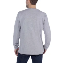 Shirt Carhartt Men Block Logo L/S Heather Grey -Carhartt Werkout Verkoopwinkel EU 104106 HGY AVB