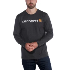 Shirt Carhartt Men Core Logo L/S Carbon Heather -Carhartt Werkout Verkoopwinkel EU 104107 CRH AVF