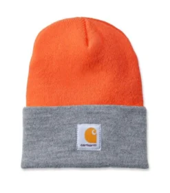 Muts Carhartt Men Acrylic Watch Hat Bright Orange Grey