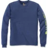 Shirt Carhartt Men Sleeve Logo L/S Deep Blue Indigo