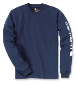 Shirt Carhartt Men Sleeve Logo L/S Navy