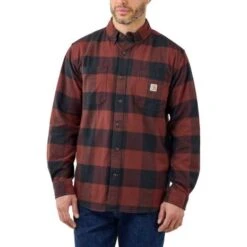 Carhartt Carhartt Rugged Flex Flannel Plaid Mineral Red Shirt Heren