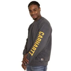 Carhartt Crewneck Logo Sleeve Graphic Carbon Heather Sweatshirt Heren -Carhartt Werkout Verkoopwinkel carhartt crewneck logo sleeve graphic carbon heath 3