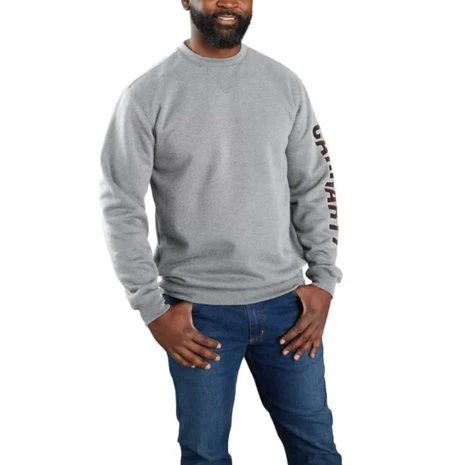 Carhartt Crewneck Logo Sleeve Graphic Heather Grey Sweatshirt Heren 1 Carhartt Crewneck Logo Sleeve Graphic Heather Grey Sweatshirt Heren