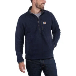Carhartt Dalton Half Zip Navy Heather Fleece Trui Heren -Carhartt Werkout Verkoopwinkel carhartt dalton half zip navy heather fleece trui 3