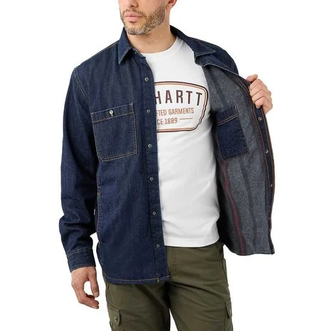 Carhartt Denim Fleece Lined Snap-Front Glacier Shirt 4 Carhartt Denim Fleece Lined Snap-Front Glacier Shirt - Afbeelding 4