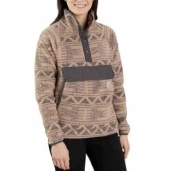 Carhartt Fleece Warm Taupe Geometric Print Pull Over Dames -Carhartt Werkout Verkoopwinkel carhartt fleece warm taupe geometric print pull ov 2