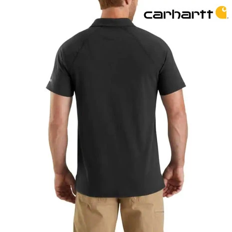 Carhartt Force Cotton Delmont Pocket Black Polo Heren 2 Carhartt Force Cotton Delmont Pocket Black Polo Heren - Afbeelding 2