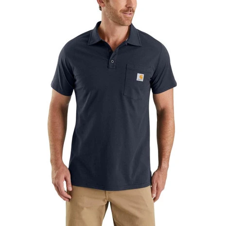 Carhartt Force Cotton Delmont Pocket Navy Polo Heren 1 Carhartt Force Cotton Delmont Pocket Navy Polo Heren