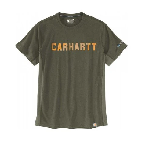 Carhartt Force Flex Block Logo Basil Heather T-Shirt Heren 1 Carhartt Force Flex Block Logo Basil Heather T-Shirt Heren