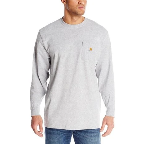 Carhartt K126 Heavyweight LS Pocket Heather Grey T-Shirt Heren 3 Carhartt K126 Heavyweight LS Pocket Heather Grey T-Shirt Heren - Afbeelding 3