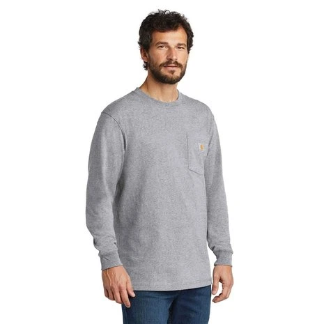 Carhartt K126 Heavyweight LS Pocket Heather Grey T-Shirt Heren 8 Carhartt K126 Heavyweight LS Pocket Heather Grey T-Shirt Heren - Afbeelding 8