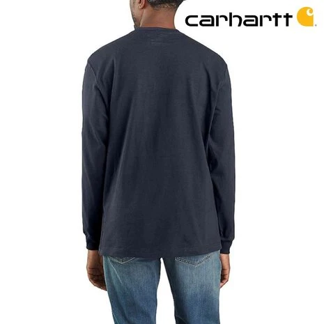 Carhartt K126 Heavyweight LS Pocket Navy T-Shirt Heren 2 Carhartt K126 Heavyweight LS Pocket Navy T-Shirt Heren - Afbeelding 2