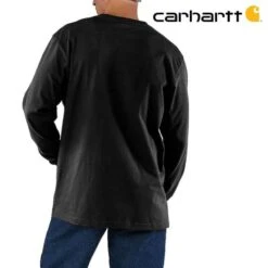 Carhartt K126 Heavyweight LS Pocket Zwart T-Shirt Heren -Carhartt Werkout Verkoopwinkel carhartt k126 heavyweight ls pocket zwart t shirt 2