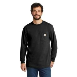 Carhartt K126 Heavyweight LS Pocket Zwart T-Shirt Heren -Carhartt Werkout Verkoopwinkel carhartt k126 heavyweight ls pocket zwart t shirt 4