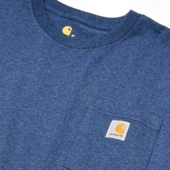 Carhartt K87 Pocket Short Sleeve Dark Cobalt Blue Heather T-Shirt Heren -Carhartt Werkout Verkoopwinkel carhartt k87 pocket short sleeve dark cobalt blue 2