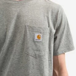 Carhartt K87 Pocket Short Sleeve Heather Grey T-Shirt Heren -Carhartt Werkout Verkoopwinkel carhartt k87 pocket short sleeve heather grey t sh 2