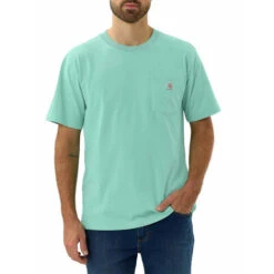 Carhartt K87 Pocket Short Sleeve Sea Green Heather T-Shirt Heren