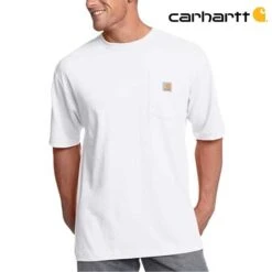 Carhartt K87 Pocket Short Sleeve White T-Shirt Heren -Carhartt Werkout Verkoopwinkel carhartt k87 pocket short sleeve white t shirt her 2
