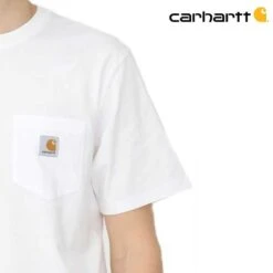Carhartt K87 Pocket Short Sleeve White T-Shirt Heren -Carhartt Werkout Verkoopwinkel carhartt k87 pocket short sleeve white t shirt her 3