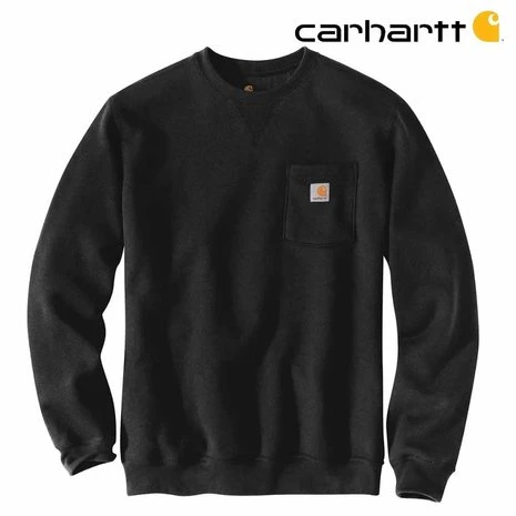 Carhartt Midweight Crewneck Pocket Zwart Sweatshirt Heren 2 Carhartt Midweight Crewneck Pocket Zwart Sweatshirt Heren - Afbeelding 2