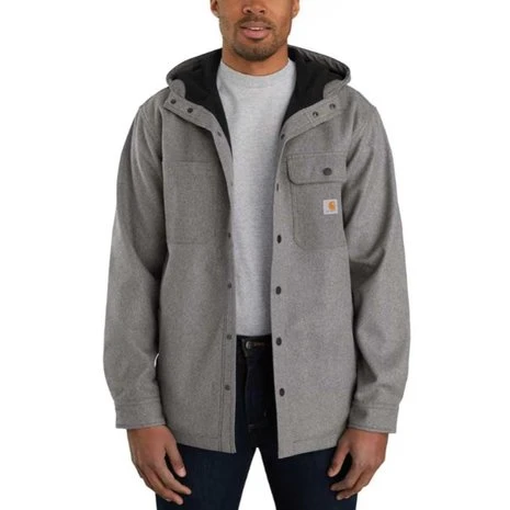 Carhartt Rain Defender Black Heather Hooded Shirt Jacket Heren 1 Carhartt Rain Defender Black Heather Hooded Shirt Jacket Heren