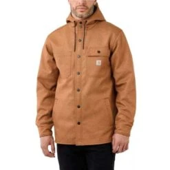 Carhartt Rain Defender Oiled Walnut Heather Hooded Shirt Jacket