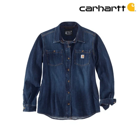 Carhartt Relaxed Fit Midweight Denim Zion LS Shirt Dames 2 Carhartt Relaxed Fit Midweight Denim Zion LS Shirt Dames - Afbeelding 2
