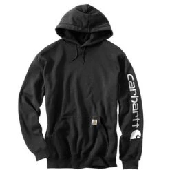 Carhartt Sleeve Logo Black Hooded Sweatshirt Heren