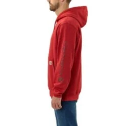 Carhartt Sleeve Logo Chilli Pepper Heather Hooded Sweatshirt Heren -Carhartt Werkout Verkoopwinkel carhartt sleeve logo chilli pepper heather hooded 2