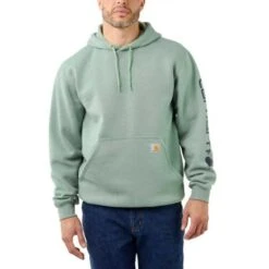 Carhartt Sleeve Logo Jade Heather Hooded Sweatshirt Heren