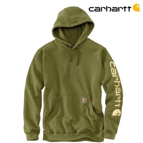 Carhartt Sleeve Logo True Olive Heather Hooded Sweatshirt Heren 2 Carhartt Sleeve Logo True Olive Heather Hooded Sweatshirt Heren - Afbeelding 2