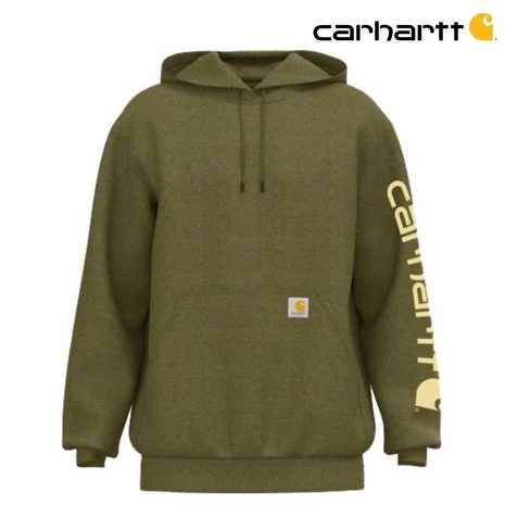 Carhartt Sleeve Logo True Olive Heather Hooded Sweatshirt Heren 4 Carhartt Sleeve Logo True Olive Heather Hooded Sweatshirt Heren - Afbeelding 4