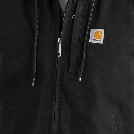 Carhartt Washed Duck Fleece-Lined Zwart Hooded Vest Heren 6 Carhartt Washed Duck Fleece-Lined Zwart Hooded Vest Heren - Afbeelding 6