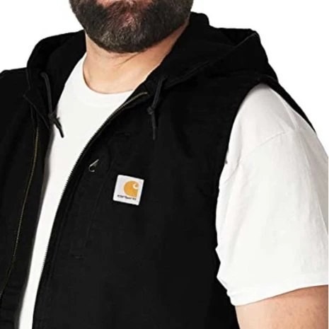 Carhartt Washed Duck Fleece-Lined Zwart Hooded Vest Heren 7 Carhartt Washed Duck Fleece-Lined Zwart Hooded Vest Heren - Afbeelding 7