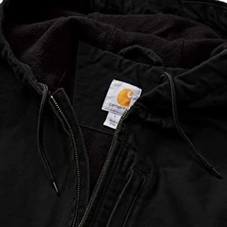 Carhartt Washed Duck Fleece-Lined Zwart Hooded Vest Heren 8 Carhartt Washed Duck Fleece-Lined Zwart Hooded Vest Heren - Afbeelding 8