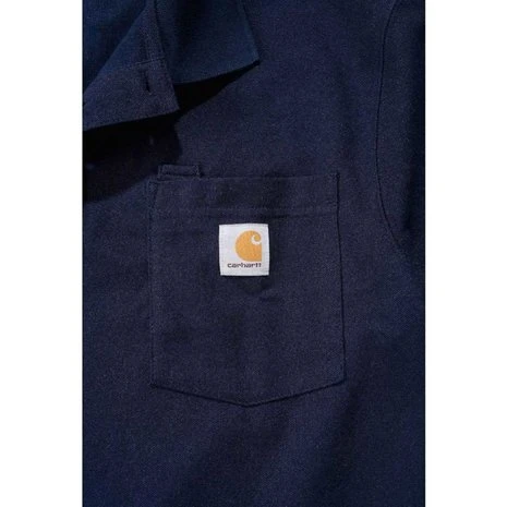 Carhartt Work Pocket Dark Cobalt Heather Poloshirt Heren 4 Carhartt Work Pocket Dark Cobalt Heather Poloshirt Heren - Afbeelding 4