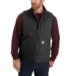 Bodywarmer Carhartt Men Washed Duck Lined Mock Neck Vest Black