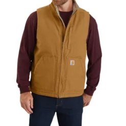 Bodywarmer Carhartt Men Washed Duck Lined Mock Neck Vest Carhartt Brown