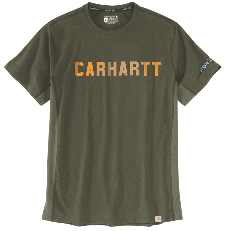 T-Shirt Carhartt Men Force Flex Block Logo Basil Heather 1 T-Shirt Carhartt Men Force Flex Block Logo Basil Heather